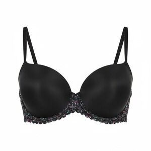 Kayser Black Floral Lace Push Up Bra 40B Underwire Convertible Straps Racerback